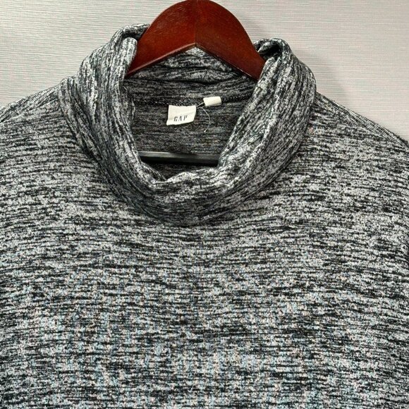 GAP Sweater Womens XS Gray Stretch Knit Turtleneck Pullover Hi Low Split Hem - Picture 2 of 8
